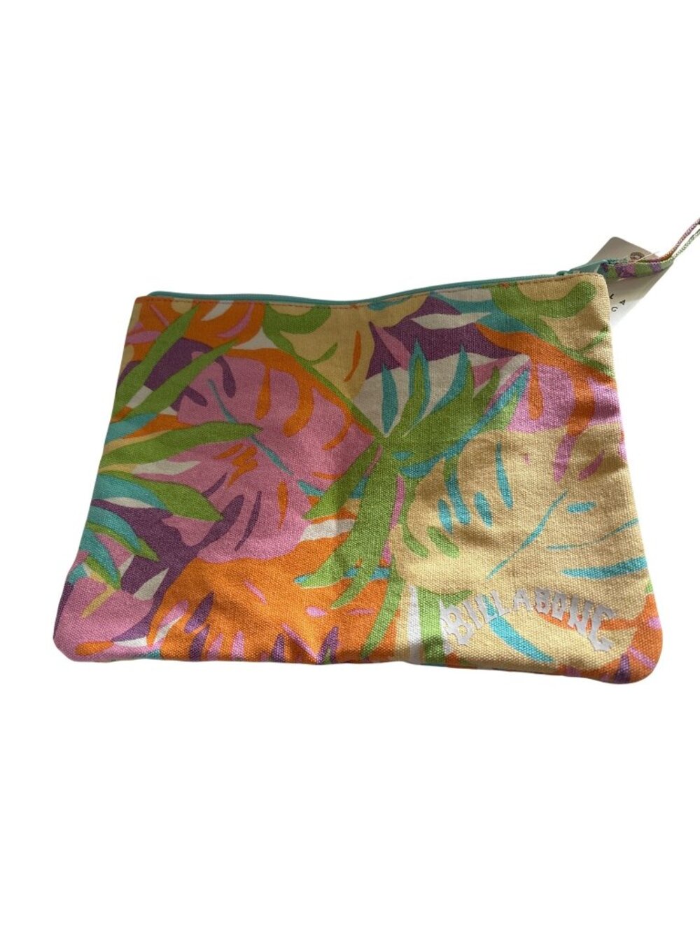 Billabong Swim Bikini Bag Colorful Tropical Print With Wrist Strap Small Flowers